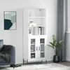 Image de Buffet Haut Blanc 69,5x34x180 Cm Bois D'ingénierie Vidaxl