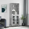 Image de Buffet Haut Gris Béton 69,5x34x180 Cm Bois D'ingénierie Vidaxl