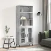 Image de Buffet Haut Gris Béton 69,5x34x180 Cm Bois D'ingénierie Vidaxl