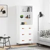 Image de Buffet Haut Blanc 69,5x34x180 Cm Bois D'ingénierie Vidaxl