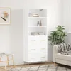 Image de Buffet Haut Blanc 69,5x34x180 Cm Bois D'ingénierie Vidaxl