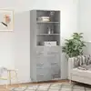 Image de Buffet Haut Gris Béton 69,5x34x180 Cm Bois D'ingénierie Vidaxl
