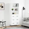 Image de Buffet Haut Blanc 69,5x34x180 Cm Bois D'ingénierie Vidaxl