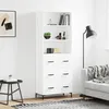 Image de Buffet Haut Blanc 69,5x34x180 Cm Bois D'ingénierie Vidaxl