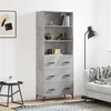 Image de Buffet Haut Gris Béton 69,5x34x180 Cm Bois D'ingénierie Vidaxl