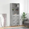 Image de Buffet Haut Gris Béton 69,5x34x180 Cm Bois D'ingénierie Vidaxl