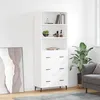 Image de Buffet Haut Blanc 69,5x34x180 Cm Bois D'ingénierie Vidaxl