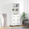 Image de Buffet Haut Blanc 69,5x34x180 Cm Bois D'ingénierie Vidaxl