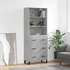 Image de Buffet Haut Gris Béton 69,5x34x180 Cm Bois D'ingénierie Vidaxl