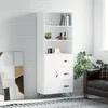 Image de Buffet Haut Blanc 69,5x34x180 Cm Bois D'ingénierie Vidaxl