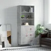 Image de Buffet Haut Gris Béton 69,5x34x180 Cm Bois D'ingénierie Vidaxl