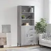 Image de Buffet Haut Sonoma Gris 69,5x34x180 Cm Bois D'ingénierie Vidaxl