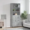 Image de Buffet Haut Gris Béton 69,5x34x180 Cm Bois D'ingénierie Vidaxl