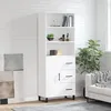 Image de Buffet Haut Blanc 69,5x34x180 Cm Bois D'ingénierie Vidaxl