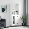Image de Buffet Haut Blanc 69,5x34x180 Cm Bois D'ingénierie Vidaxl