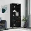Image de Buffet Haut Noir 69,5x34x180 Cm Bois D'ingénierie Vidaxl