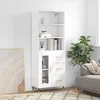Image de Buffet Haut Blanc 69,5x34x180 Cm Bois D'ingénierie Vidaxl