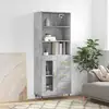 Image de Buffet Haut Gris Béton 69,5x34x180 Cm Bois D'ingénierie Vidaxl