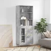 Image de Buffet Haut Gris Béton 69,5x34x180 Cm Bois D'ingénierie Vidaxl