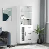 Image de Buffet Haut Blanc 69,5x34x180 Cm Bois D'ingénierie Vidaxl