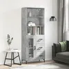 Image de Buffet Haut Gris Béton 69,5x34x180 Cm Bois D'ingénierie Vidaxl