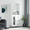 Image de Buffet Haut Blanc 69,5x34x180 Cm Bois D'ingénierie Vidaxl