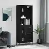 Image de Buffet Haut Noir 69,5x34x180 Cm Bois D'ingénierie Vidaxl