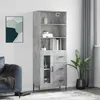 Image de Buffet Haut Gris Béton 69,5x34x180 Cm Bois D'ingénierie Vidaxl