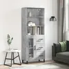 Image de Buffet Haut Gris Béton 69,5x34x180 Cm Bois D'ingénierie Vidaxl