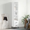 Image de Buffet Haut Blanc Brillant 34,5x34x180 Cm Bois D'ingénierie Vidaxl