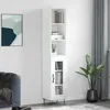 Image de Buffet Haut Blanc Brillant 34,5x34x180 Cm Bois D'ingénierie Vidaxl