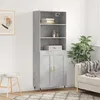 Image de Buffet Haut Gris Béton 69,5x34x180 Cm Bois D'ingénierie Vidaxl