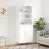 Image de Buffet Haut Blanc 69,5x34x180 Cm Bois D'ingénierie Vidaxl