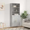 Image de Buffet Haut Gris Béton 69,5x34x180 Cm Bois D'ingénierie Vidaxl