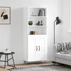 Image de Buffet Haut Blanc 69,5x34x180 Cm Bois D'ingénierie Vidaxl