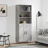 Image de Buffet Haut Gris Béton 69,5x34x180 Cm Bois D'ingénierie Vidaxl