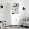 Image de Buffet Haut Blanc 69,5x34x180 Cm Bois D'ingénierie Vidaxl