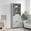 Image de Buffet Haut Gris Béton 69,5x34x180 Cm Bois D'ingénierie Vidaxl