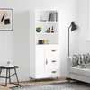 Image de Buffet Haut Blanc 69,5x34x180 Cm Bois D'ingénierie Vidaxl