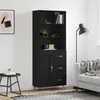 Image de Buffet Haut Noir 69,5x34x180 Cm Bois D'ingénierie Vidaxl