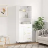 Image de Buffet Haut Blanc 69,5x34x180 Cm Bois D'ingénierie Vidaxl