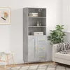 Image de Buffet Haut Gris Béton 69,5x34x180 Cm Bois D'ingénierie Vidaxl