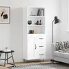 Image de Buffet Haut Blanc 69,5x34x180 Cm Bois D'ingénierie Vidaxl