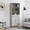Image de Buffet Haut Gris Béton 69,5x34x180 Cm Bois D'ingénierie Vidaxl