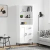 Image de Buffet Haut Blanc 69,5x34x180 Cm Bois D'ingénierie Vidaxl