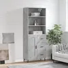 Image de Buffet Haut Gris Béton 69,5x34x180 Cm Bois D'ingénierie Vidaxl