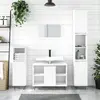 Image de Ensemble De Meubles Salle De Bain 3 Pcs Blanc Bois D'ingénierie Vidaxl