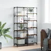 Image de Bibliothèque Chêne Fumé 100x32x170 Cm Bois D'ingénierie Et Fer Vidaxl
