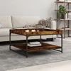 Image de Table Basse Chêne Fumé 80x80x45 Cm Bois D'ingénierie Et Fer Vidaxl