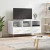 Image de vidaXL Meuble TV Blanc brillant 102x36x50 cm Bois dingénierie 829022